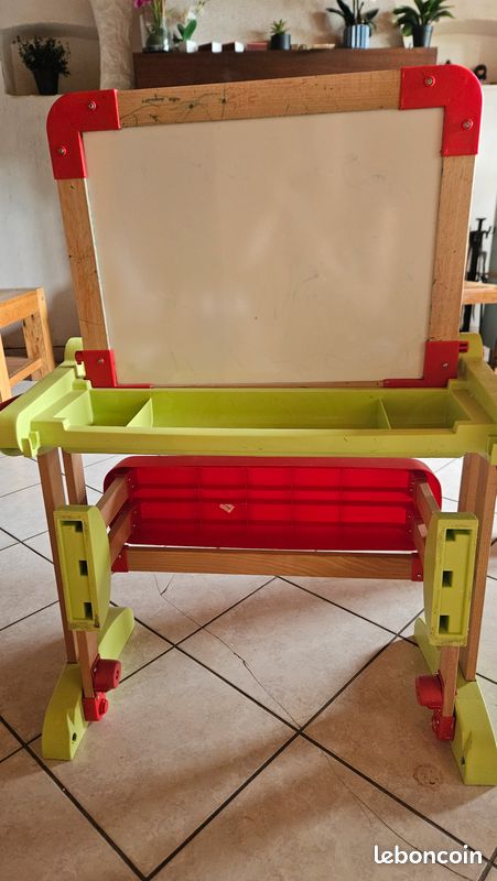 Smoby – Bureau Modulo Space – Tableau Double Face – Pliable – 61 Accessoires – Bois Hêtre – Dès 3 Ans