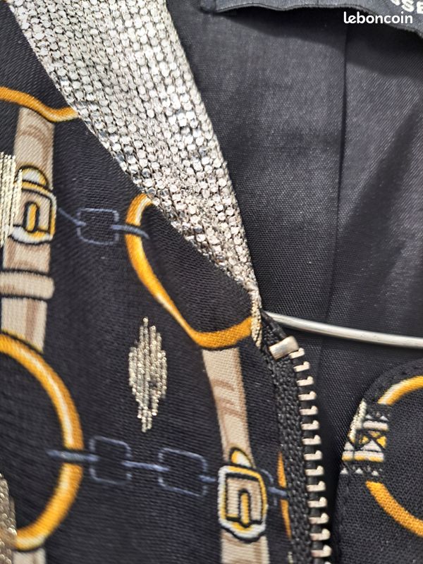 Blouson Fin RUE DES ABESSES Noir Doré - Taille 36/38 (S), Coupe Bomber, En Polyester, Neuf Sans étiquettes