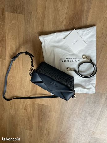 Sac à Main Vintage POURCHET - Cuir - Bandoulière Ou Porté Main - Occasion