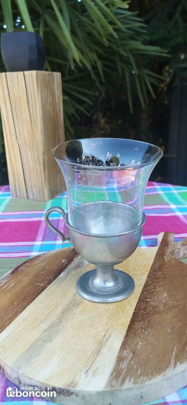 Timbale en verre et métal argenté (image 5)