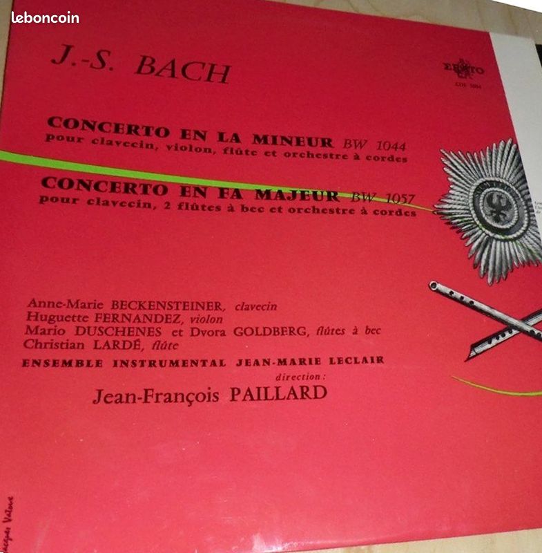 Vinyle LP 33 tours CLASSIQUE Js bach : concerto (image 1)