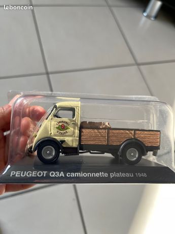 Camionnette Peugeot Q3A Plateau 1948 - Modèle Norev Hachette 1/43 - Crème - Boîte Origine