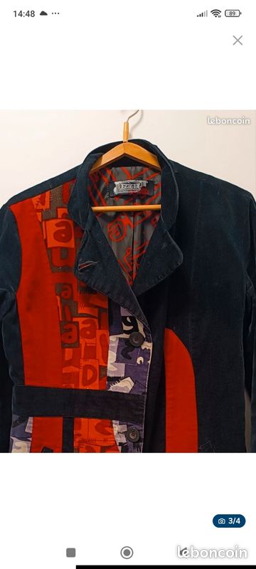 Veste Pull Femme Vintage Desigual - Taille 44 (XXL) - Multicolore Années 80 - Coton - Occasion