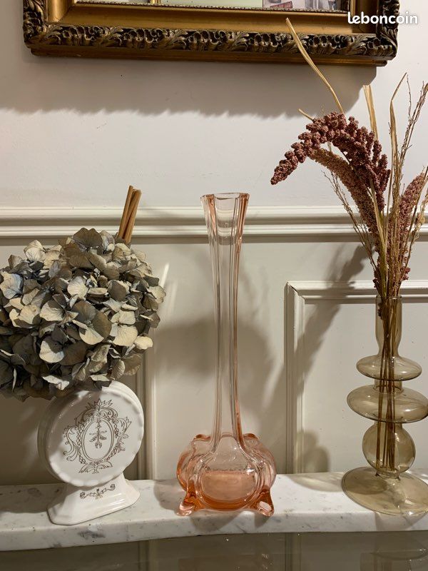 Vintage/ancien - soliflore ancien đ verre Ă©pais rose đ„° vase vintage art dĂ©co (image 1)