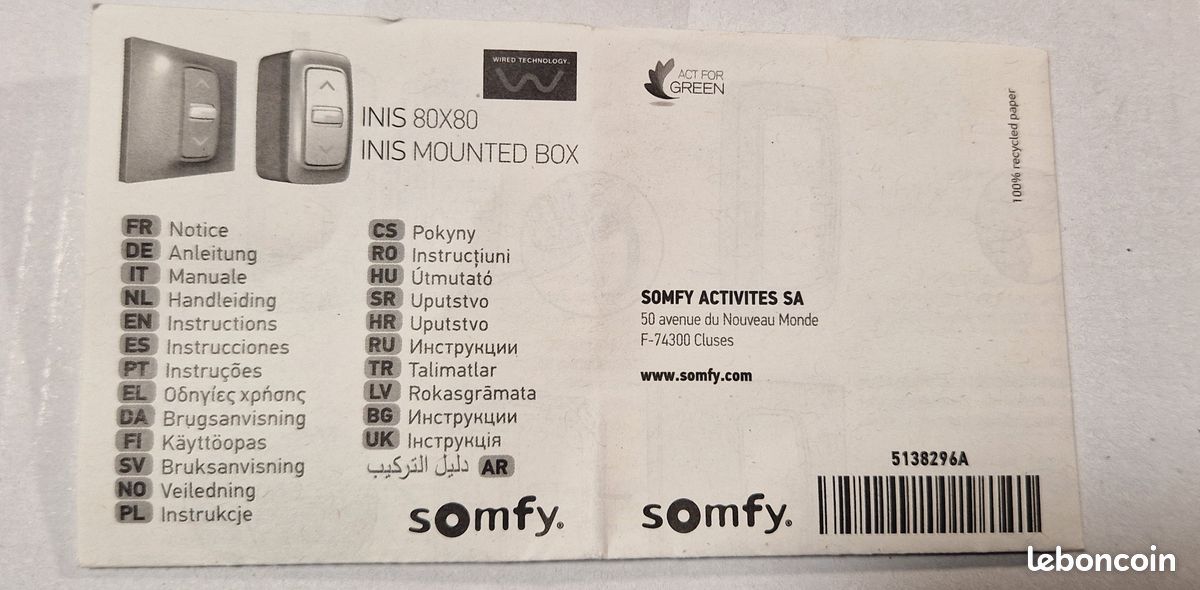 Interrupteurs de commande volet roulant SOMFY.- AJN (image 4)