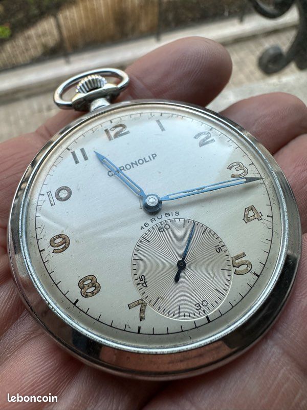 Montre à Gousset Ancienne LIP Chronolip - Mécanique, Boîtier Métal, Très Bon état Occasion - Vintage Homme