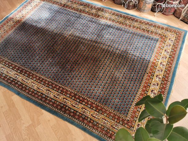 Tapis Persan Sarough Tissé Main - Laine Et Coton, 193x77 Cm, Motif Oriental Orange