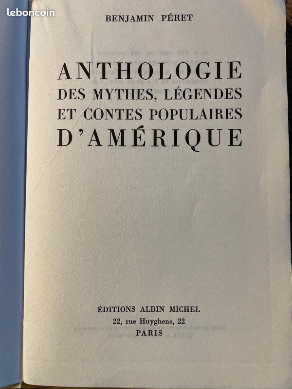 ANTHOLOGIE DES MYTHES LÉGENDES ET CONTES POPULAIRES D AMÉRIQUE. Benjamin Perret (image 3)
