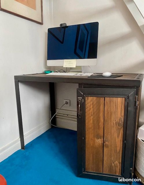 Bureau bois brut et métal dépoli (image 2)