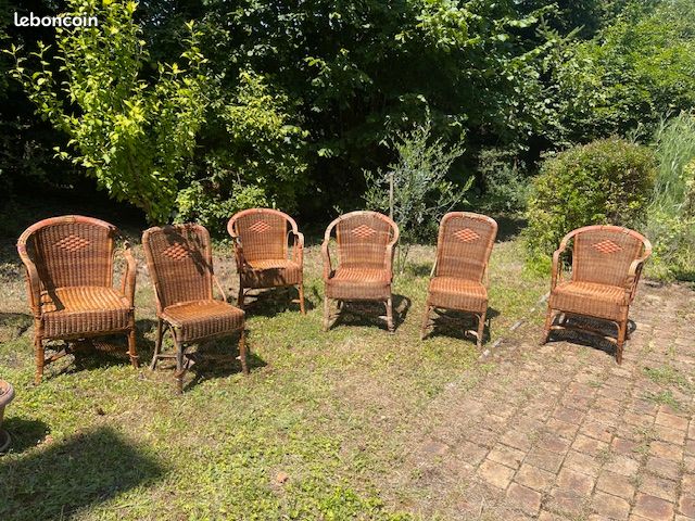 Ensemble 6 fauteuils rotin (image 1)