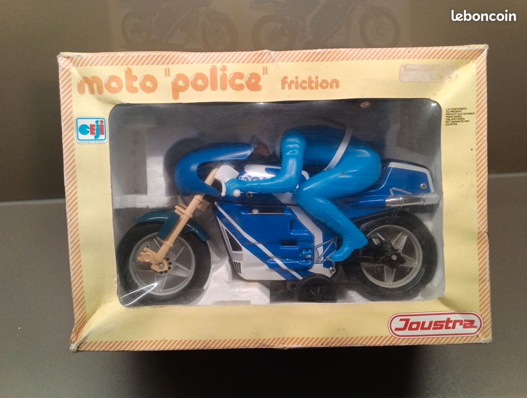 Jouet Ancien Motard Police à Friction - JMB France - Années 70 - Occasion