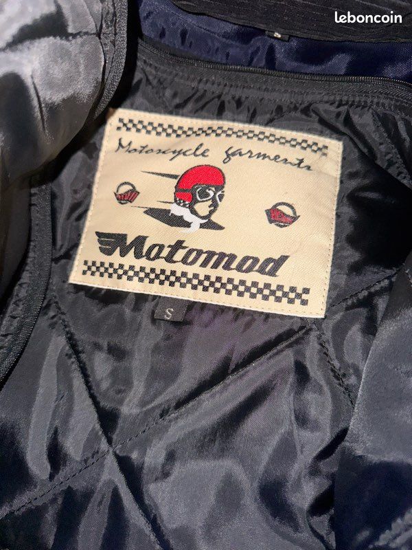 Blouson moto vintage Motomod bleu marine – taille S (image 3)