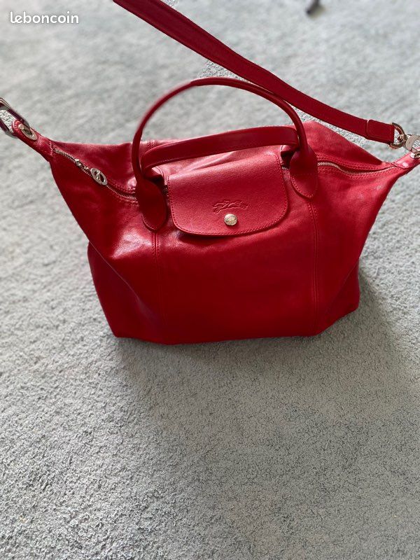 Sac pliage longchamp cuir rouge (image 2)