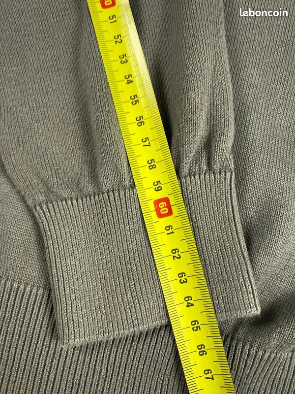 Pull lacoste homme xxl taille 7 gris kaki 100% coton demi-zip vintage #663 (image 5)
