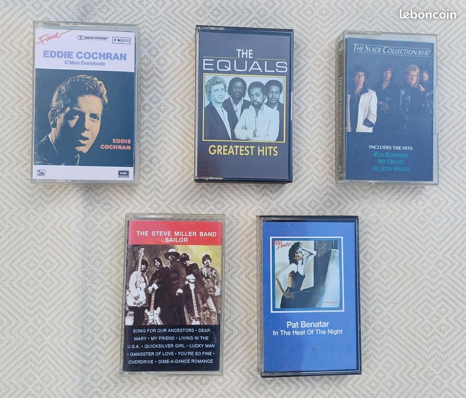 Lot 5 cassettes audio vintage Pop Rock (Eddie Cochran, Pat Benatar) (image 1)