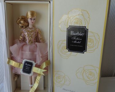barbie fashion model collection blush & gold cocktail dress Lot