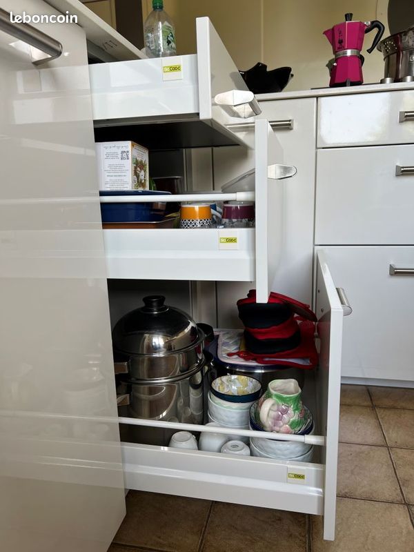 3 tiroirs casserolier laque blanche pour cuisine Mobalpa Socoo'c (image 4)