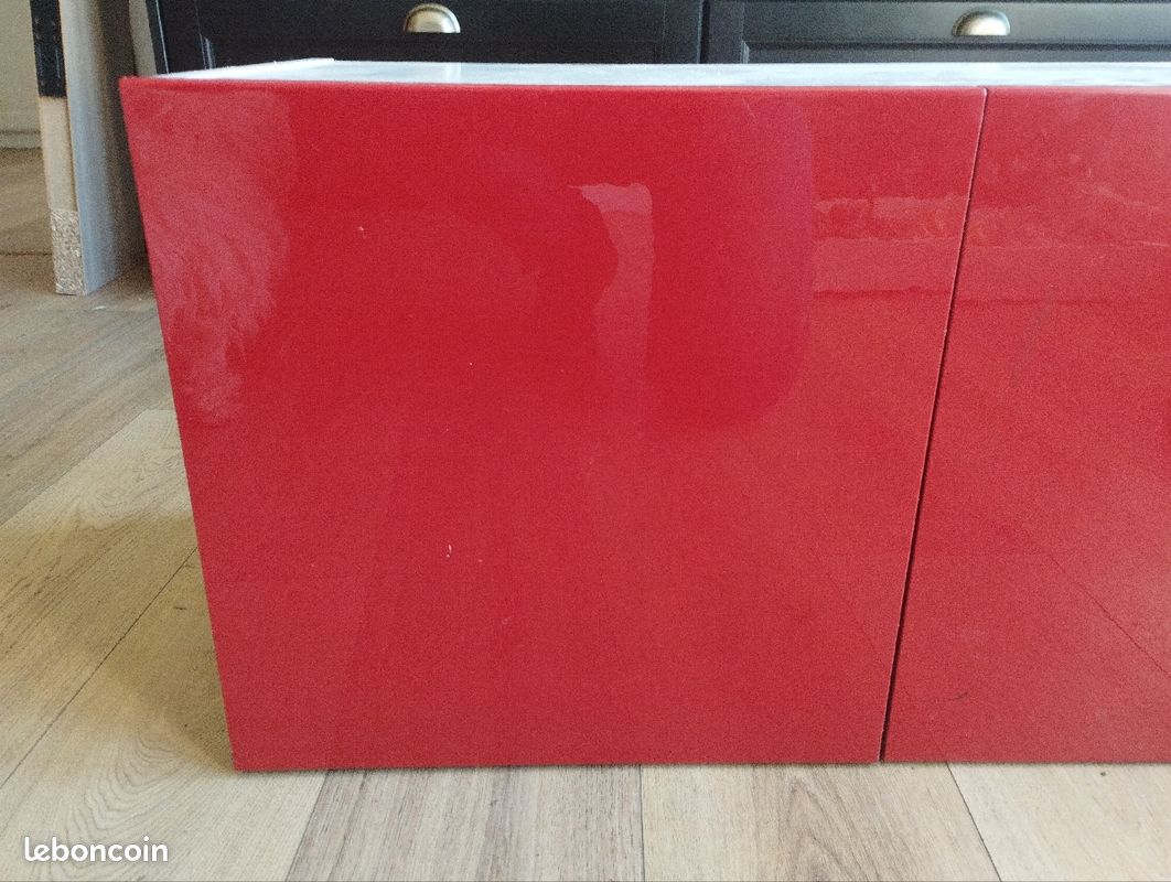 Porte façade de tiroir rouge verni Ikea pour caisson metod (image 2)