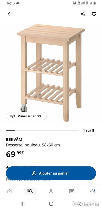 IKEA BEKVAM. Desserte bouleau 

Desserte bouleau 58x50cm (image 6)