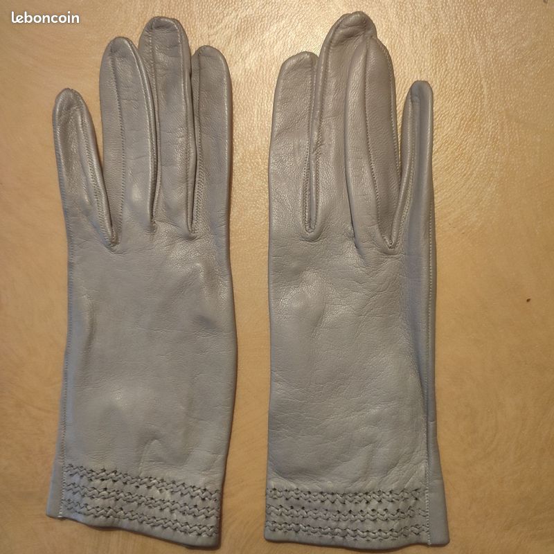 Gant Femme En Cuir Et Soie Gris - Taille Unique - Neuf Avec étiquettes - Pour Marche, Ski