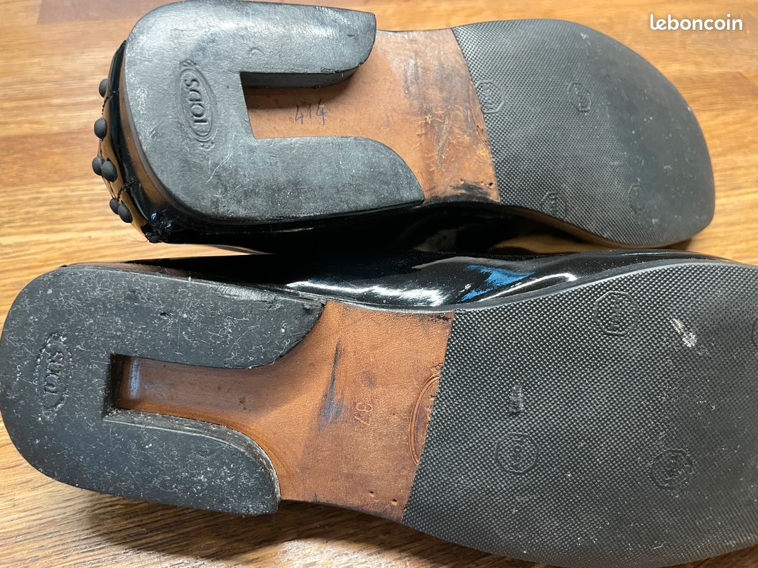 Mocassins Ballerines Tod's Cuir Verni Noir - Pointure 35.5, Occasion Excellent état