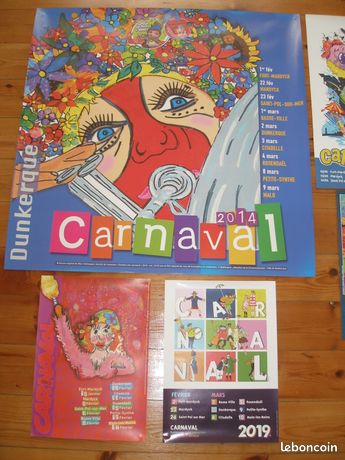 3 Affiches Carnaval Dunkerque 2014_2015_2021 29x21cm Non