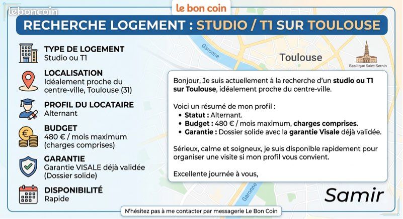 Appartement 1 pièce 15 m² · à Toulouse · 15 m² · 440 €