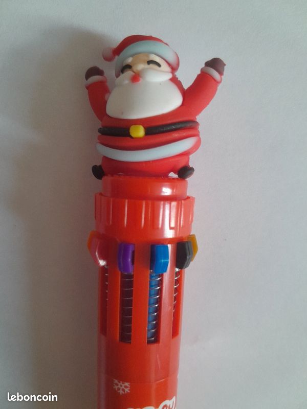 Lot De 24 Stylos à Bille 10 Couleurs - Stylos Rétractables De Noël - Capuchons à Paillettes Ou Dessins Animés - Pour Écriture, Dessin, Cadeau