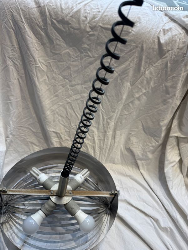 Suspension Luminaire Gandelin, Aluminium Laqué Rouge, Design Métal 70