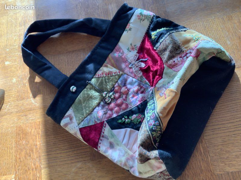 Beau sac à main en patchwork, neuf intérieur velours, noir (image 1)