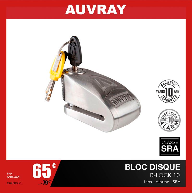 Bloque Disque Auvray SRA B-Lock 14 avec Alarme
