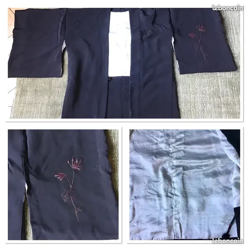 Duohropke Happi Kimono Haori Veste Top Point Blouse D'été Pour Homme Et Femme, Noir-a, M