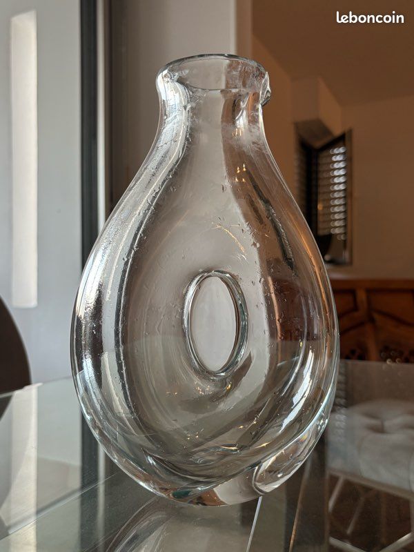Carafe design en cristal soufflé avec ovale central (image 3)