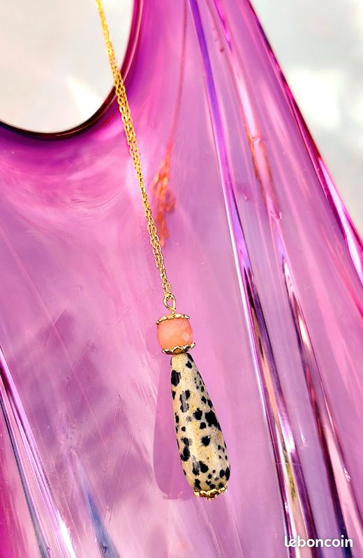 Collier drop jaspe dalmatien (image 4)