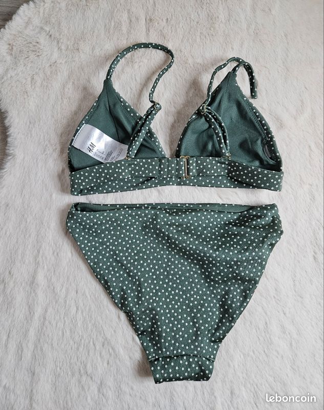 Maillot de bain deux pièces vert à pois blanc H&M Vêtements