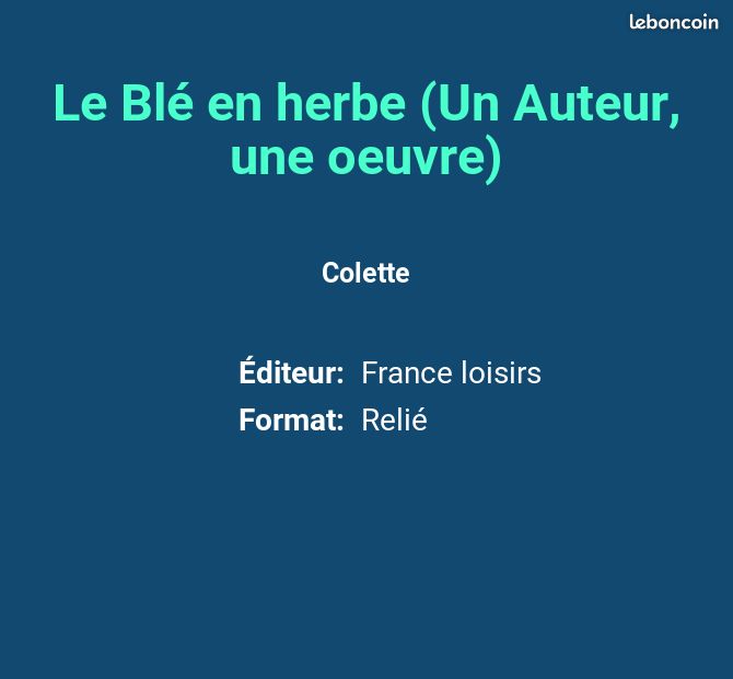 Le Blé en herbe (Un Auteur, une oeuvre) - Colette (image 2)