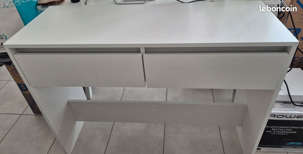 Console blanche 2 tiroirs (image 1)
