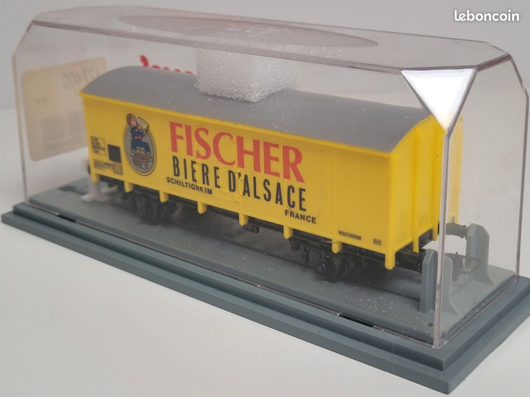Wagon Frigorifique SNCF Jouef HO 6274 - Bière Fischer - Jaune - Occasion