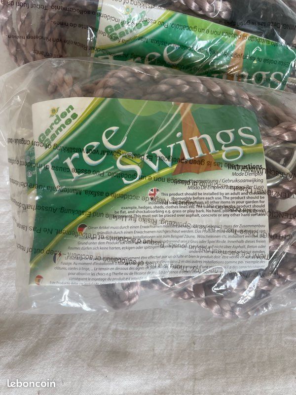 Lot 2 cordes parme brillante synthétique pour balançoire branche d’arbres 5.5m Tree Swings Garden Games sport plein air (image 2)