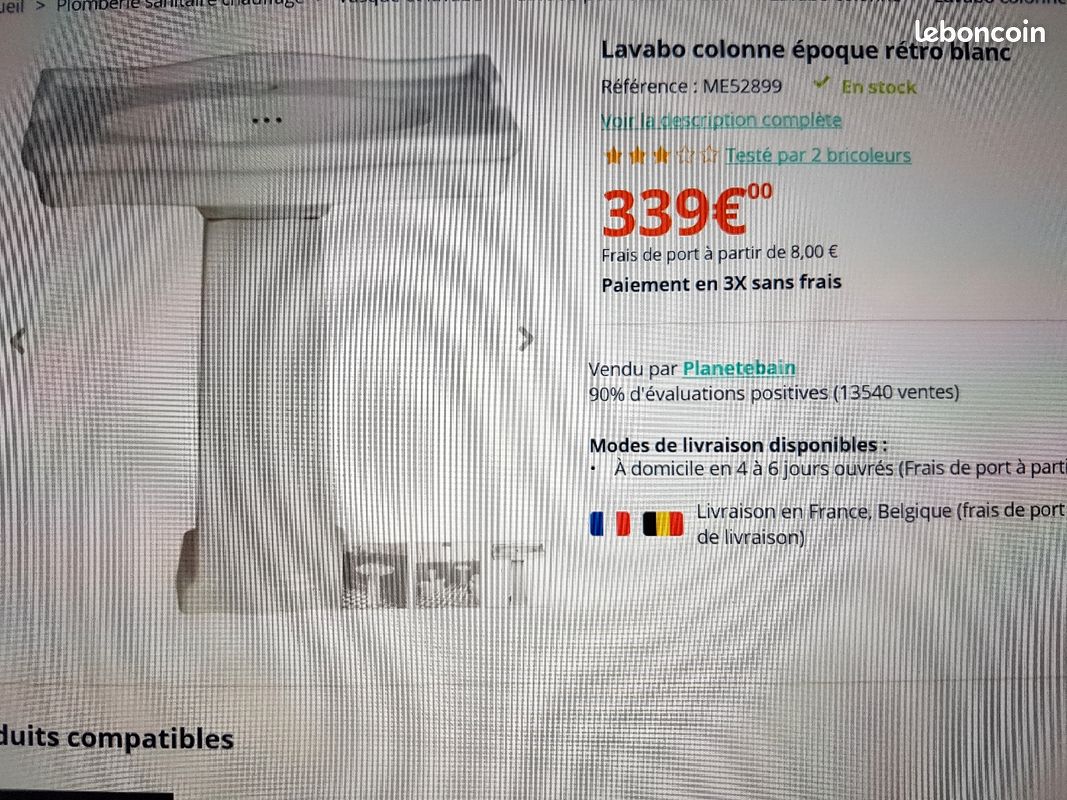 Lavabo colonne époque rétro blanc (image 2)