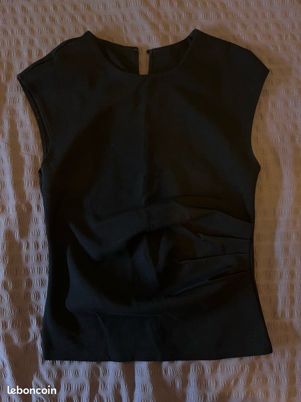 Haut Noir Zara Sans Manches - Taille XS, Occasion Très Bon état En Coton