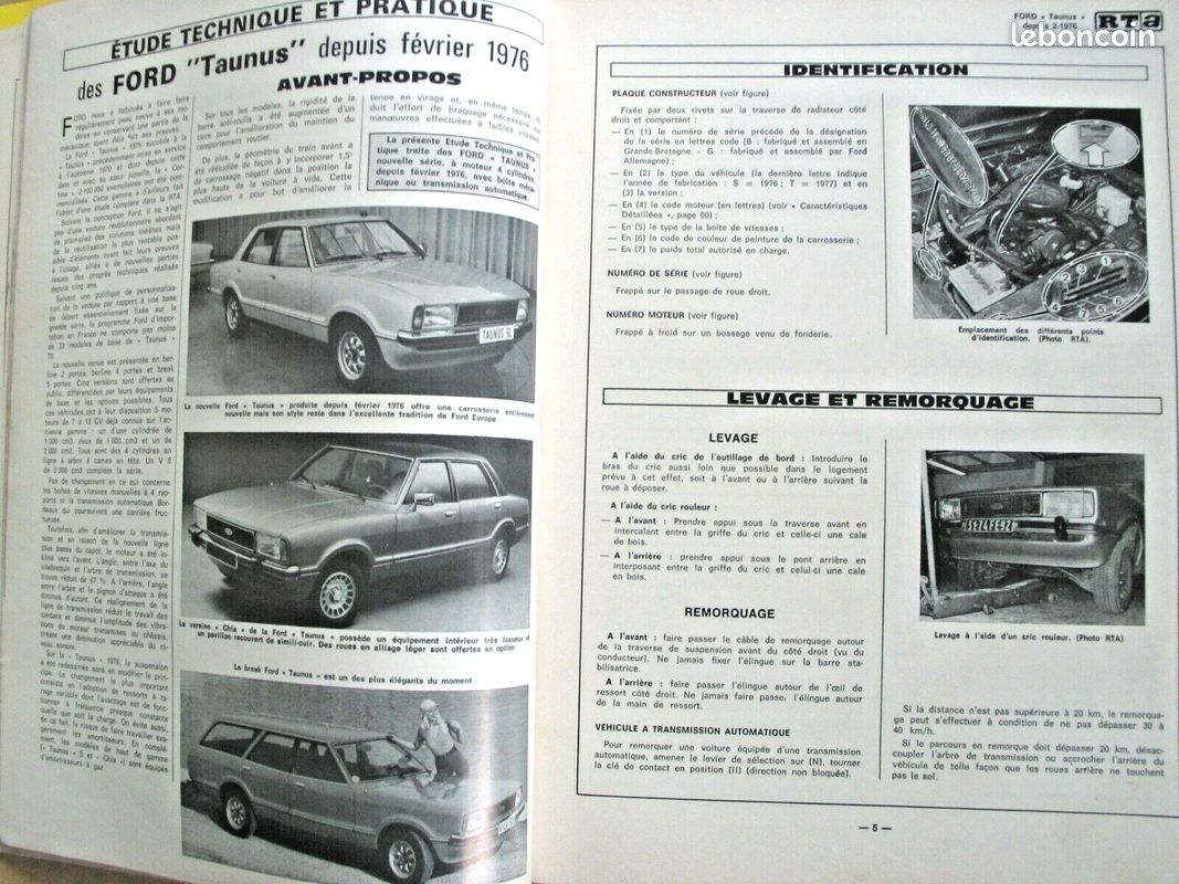 Revue Technique FORD TAUNUS 4 cyl. 1300 - 1600 - 2000 depuis 02-1976 .. (image 2)