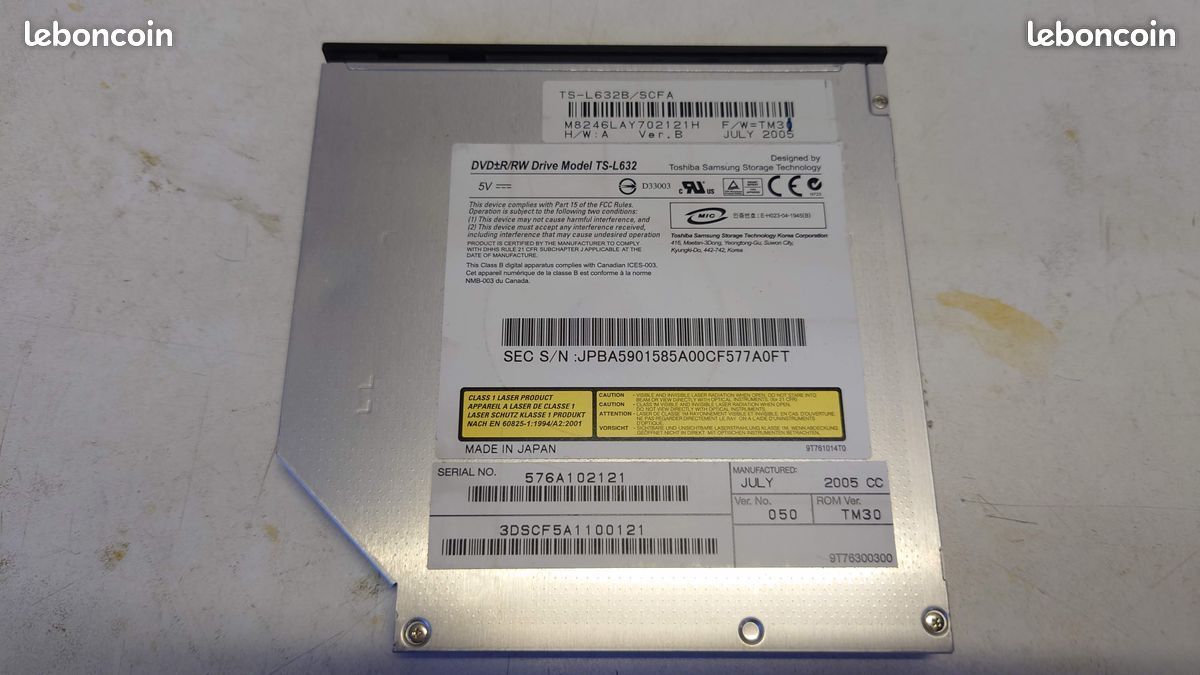 Graveur DVD Toshiba DV-W28S-RT1 Pour QOSMIO G50-13R - Occasion Fonctionnel