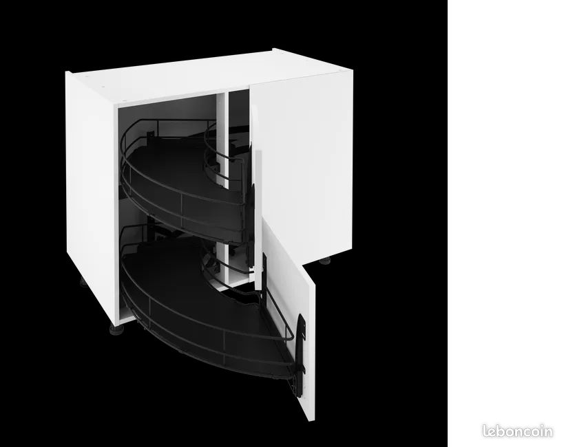 Meuble d'angle bas avec rangement d'angle 2 paniers tirant gauche (image 1)