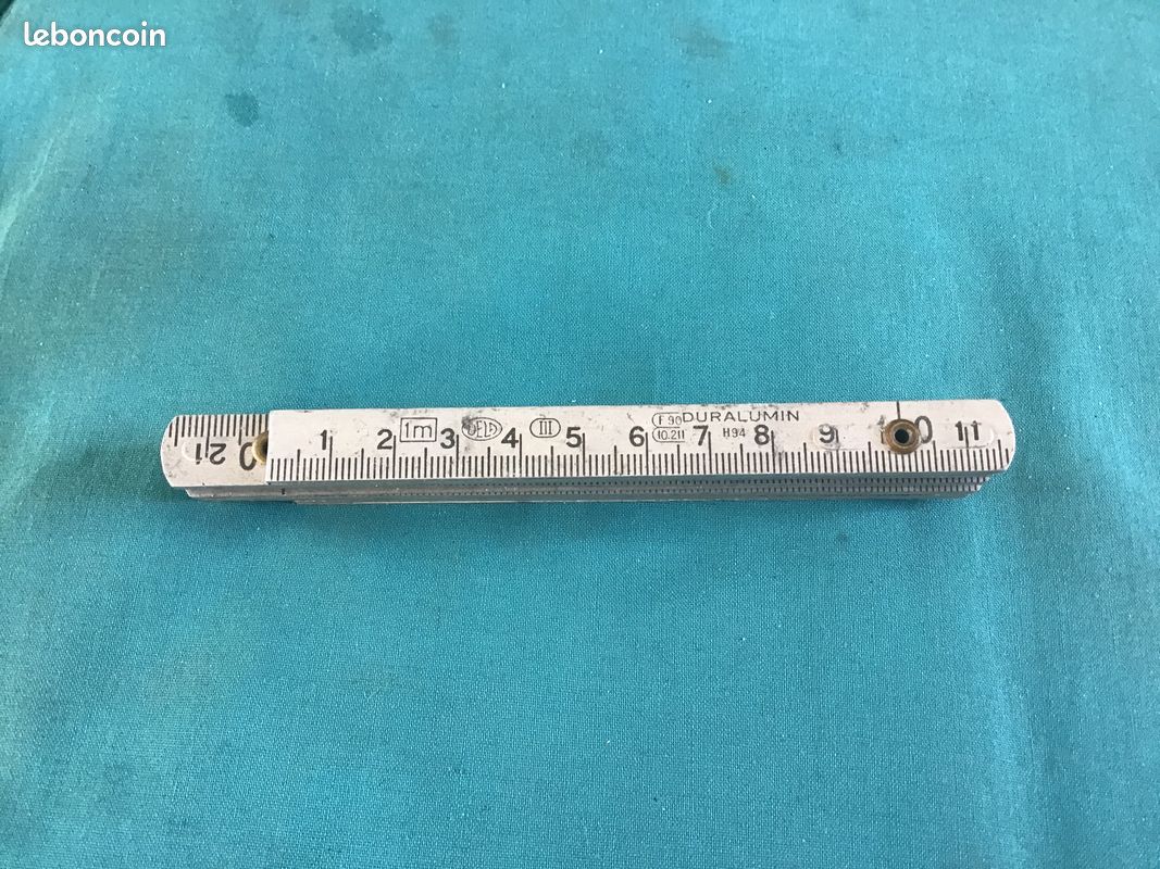 Mini Mètre pliant rigide aluminium vintage (image 1)