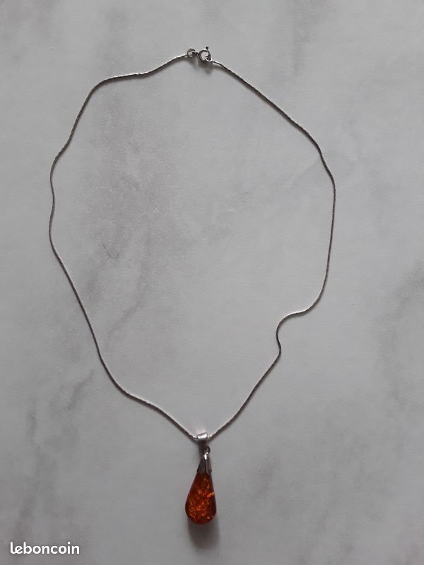 Collier argent Pendentif resine (image 1)