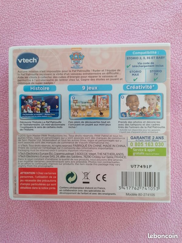 VTech Storio La Pat' Patrouille - Cartouche Jeu HD Pour Enfants