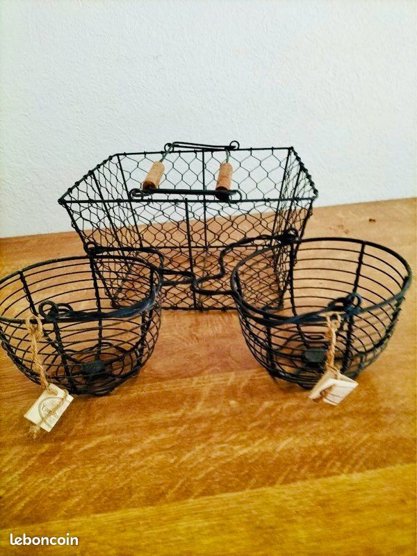 Lots de 3 paniers grillage / métal comptoir de famille (image 1)