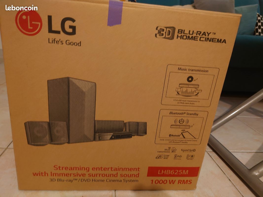 Home cinéma LG 5.1 1000W rms Blu-ray Divx Bluetooth super état très peu servi (image 2)