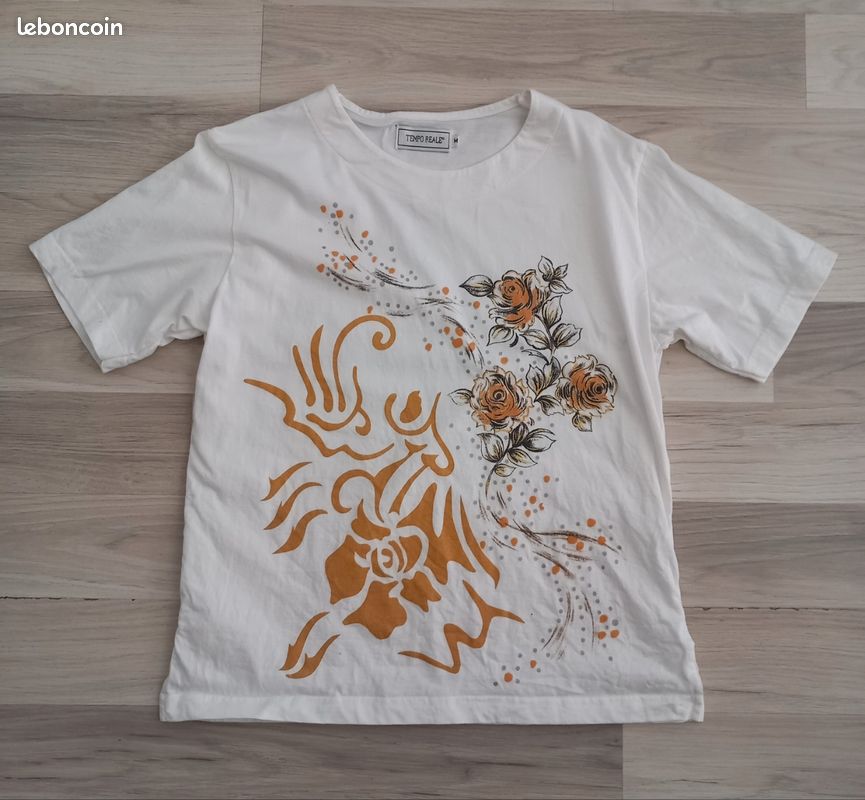 T-shirt femme blanc à motifs Tempo Reale taille M (image 1)